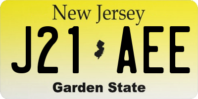 NJ license plate J21AEE