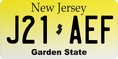 NJ license plate J21AEF