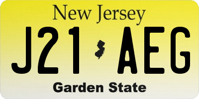 NJ license plate J21AEG