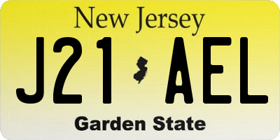 NJ license plate J21AEL