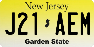 NJ license plate J21AEM