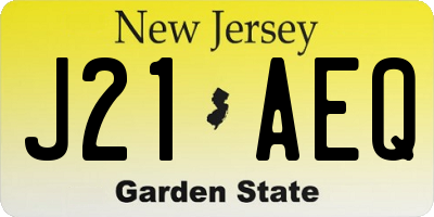 NJ license plate J21AEQ