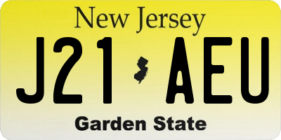 NJ license plate J21AEU