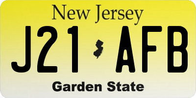 NJ license plate J21AFB