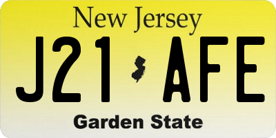 NJ license plate J21AFE
