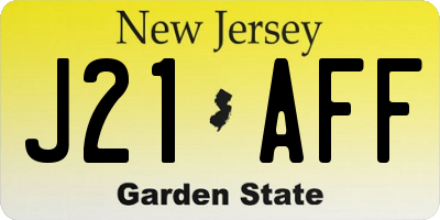 NJ license plate J21AFF