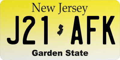 NJ license plate J21AFK