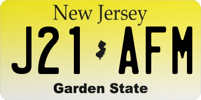 NJ license plate J21AFM