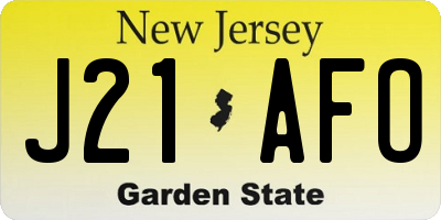 NJ license plate J21AFO