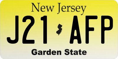 NJ license plate J21AFP