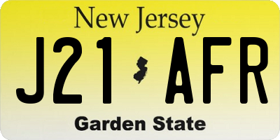 NJ license plate J21AFR