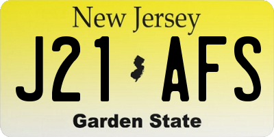 NJ license plate J21AFS