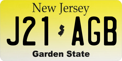 NJ license plate J21AGB