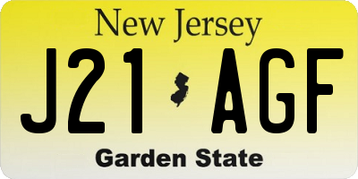 NJ license plate J21AGF