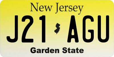 NJ license plate J21AGU