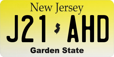 NJ license plate J21AHD