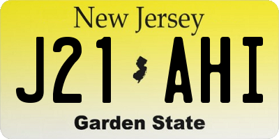 NJ license plate J21AHI