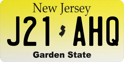 NJ license plate J21AHQ