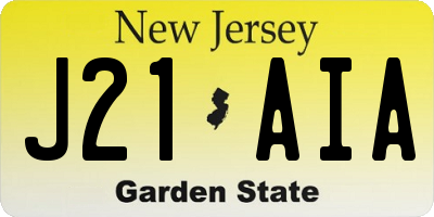 NJ license plate J21AIA