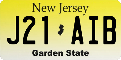 NJ license plate J21AIB