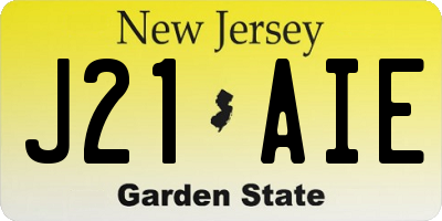 NJ license plate J21AIE