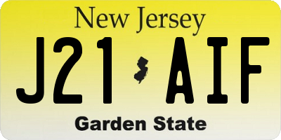 NJ license plate J21AIF