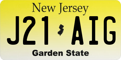 NJ license plate J21AIG