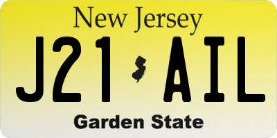 NJ license plate J21AIL