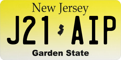 NJ license plate J21AIP
