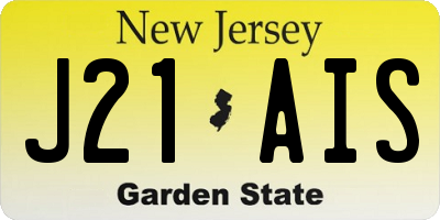 NJ license plate J21AIS