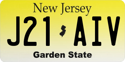 NJ license plate J21AIV