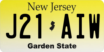 NJ license plate J21AIW