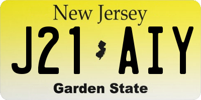 NJ license plate J21AIY