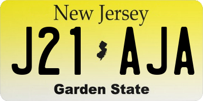 NJ license plate J21AJA