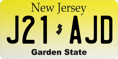 NJ license plate J21AJD