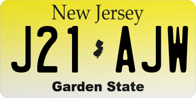 NJ license plate J21AJW