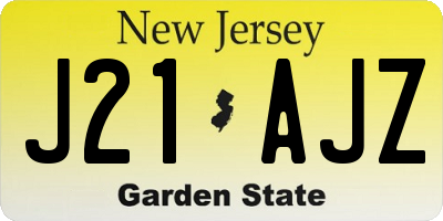 NJ license plate J21AJZ