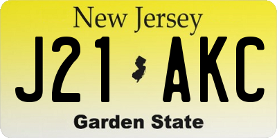 NJ license plate J21AKC