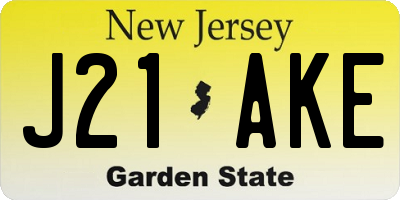 NJ license plate J21AKE