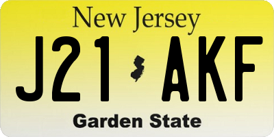NJ license plate J21AKF