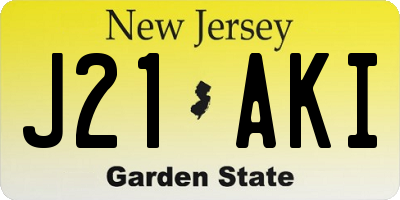 NJ license plate J21AKI