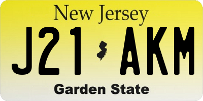 NJ license plate J21AKM