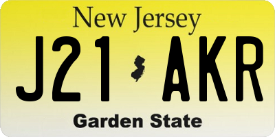NJ license plate J21AKR