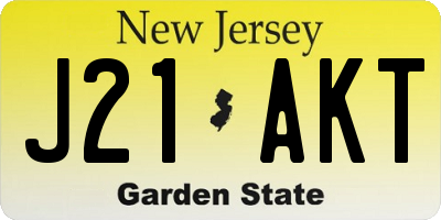 NJ license plate J21AKT