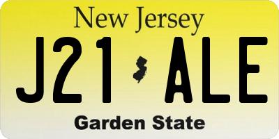 NJ license plate J21ALE