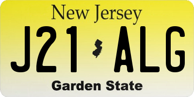 NJ license plate J21ALG