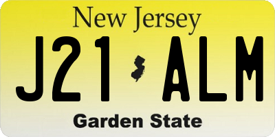 NJ license plate J21ALM