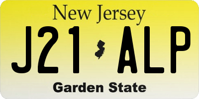 NJ license plate J21ALP