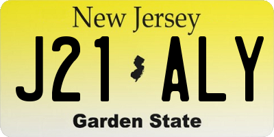 NJ license plate J21ALY
