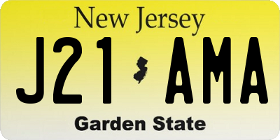 NJ license plate J21AMA